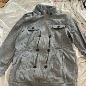 Gray Jacket with black button design